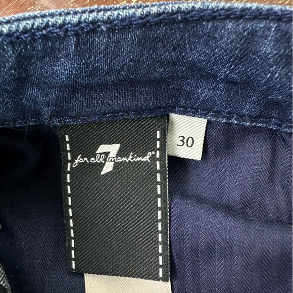 7Fam Jeans Mid Rise Straight Dark Wash Jeans Size 30 - Picture 8 of 11